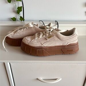 PUMA Women's Cream and Brown Platform Sneakers